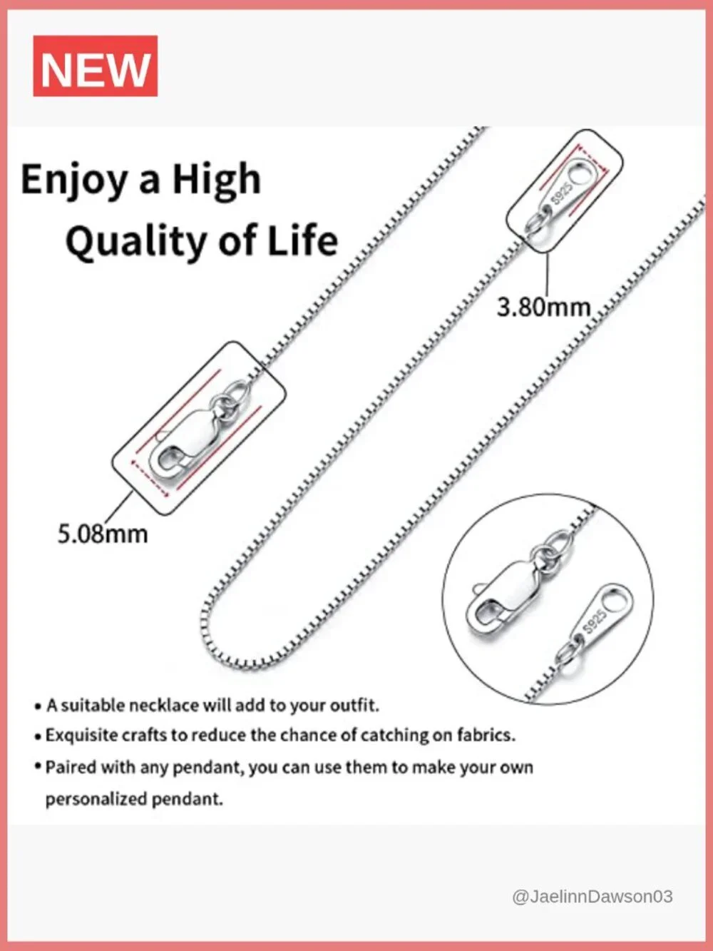 18K Gold Plated Sterling Silver 0.8mm Box Chain Necklace 22 Inch